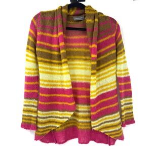 Wooden Ships Paola Buendia Mohair Wool Blend Striped Open Front Cardigan S/M
